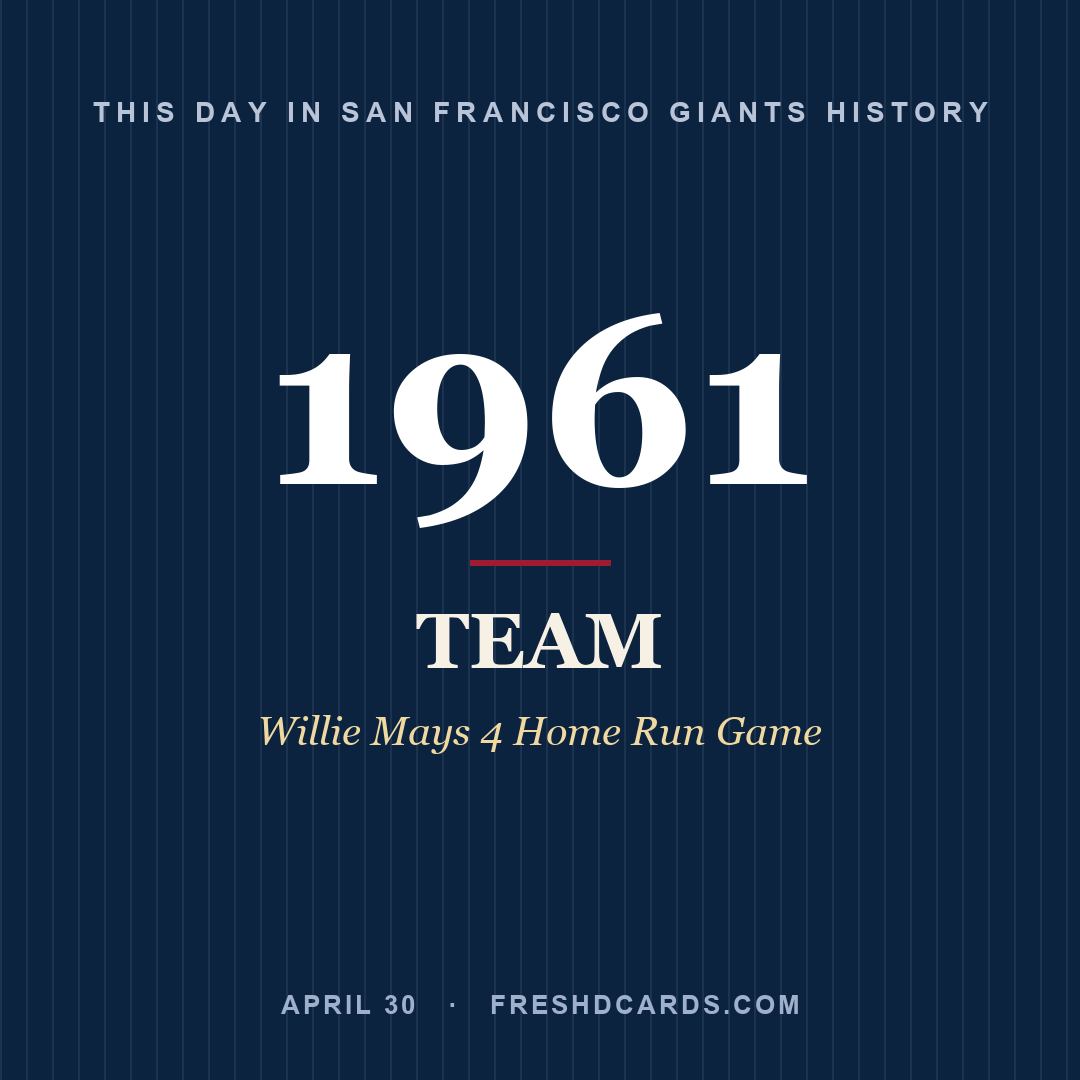San Francisco Giants: San Francisco Giants, 1961, Willie Mays 4 Home Run Game