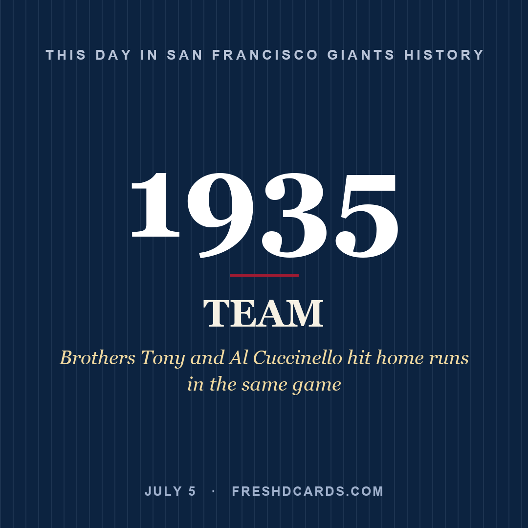 San Francisco Giants: San Francisco Giants, 1935, Brothers Tony and Al Cuccinello hit home runs in the same game