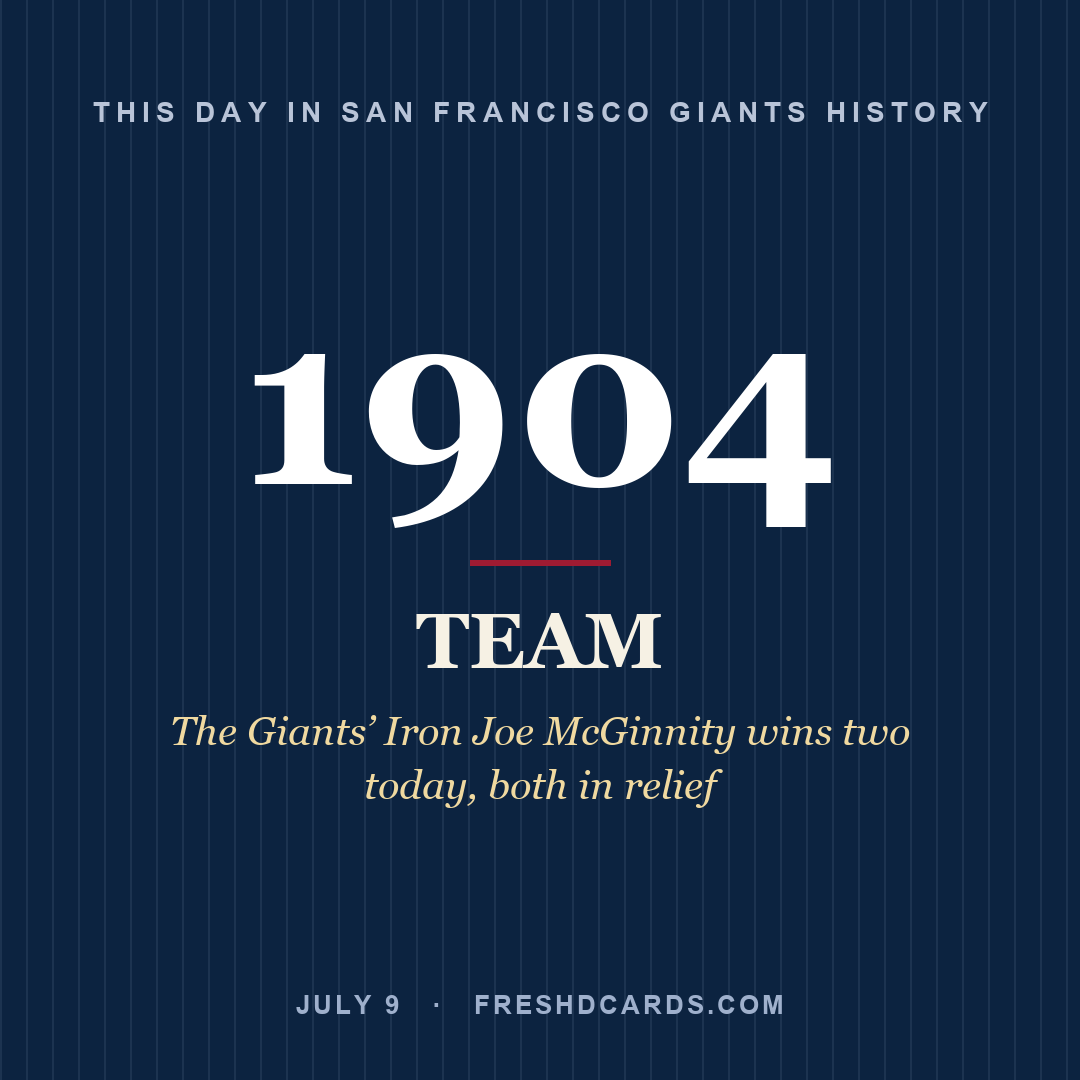 San Francisco Giants: San Francisco Giants, 1904, The Giants’ Iron Joe McGinnity wins two today, both in relief