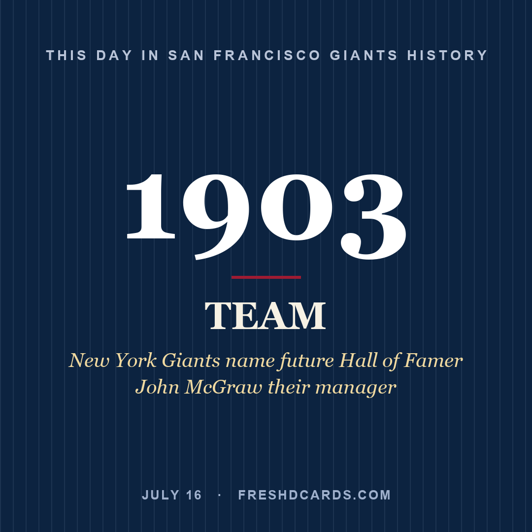 San Francisco Giants: San Francisco Giants, 1903, New York Giants name future Hall of Famer John McGraw their manager