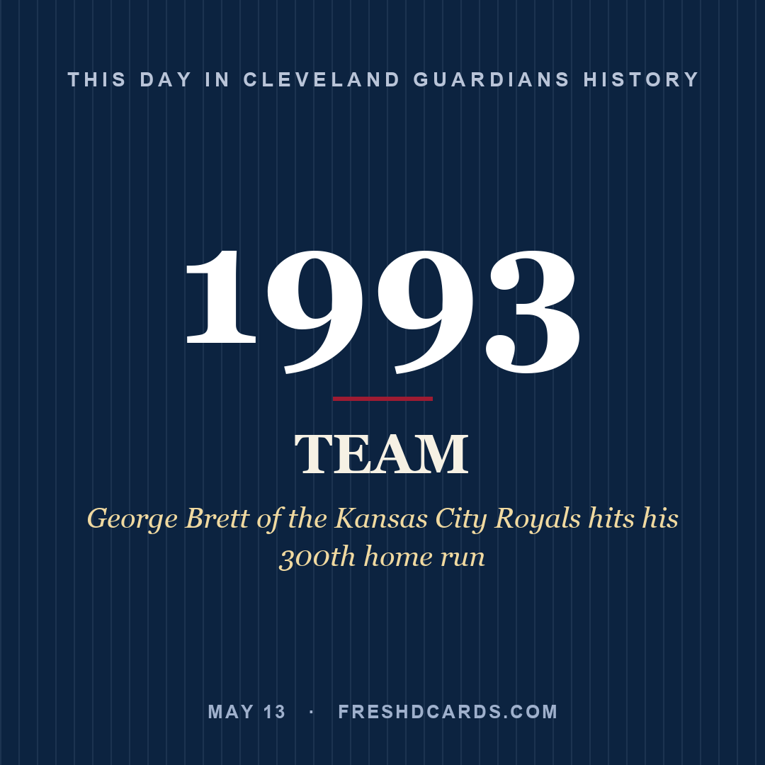 Cleveland Guardians: Cleveland Guardians, 1993, George Brett of the Kansas City Royals hits his 300th home run