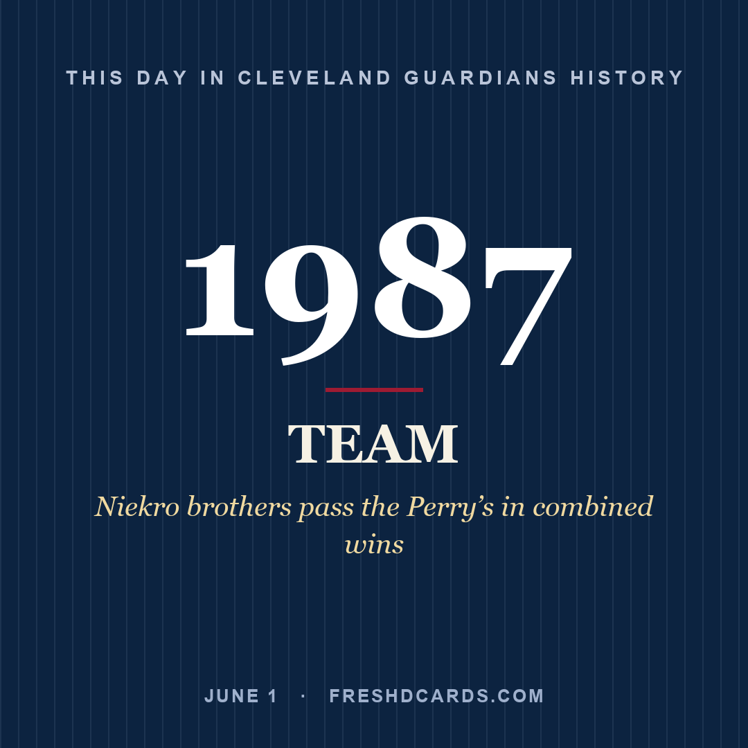 Cleveland Guardians: Cleveland Guardians, 1987, Niekro brothers pass the Perry’s in combined wins