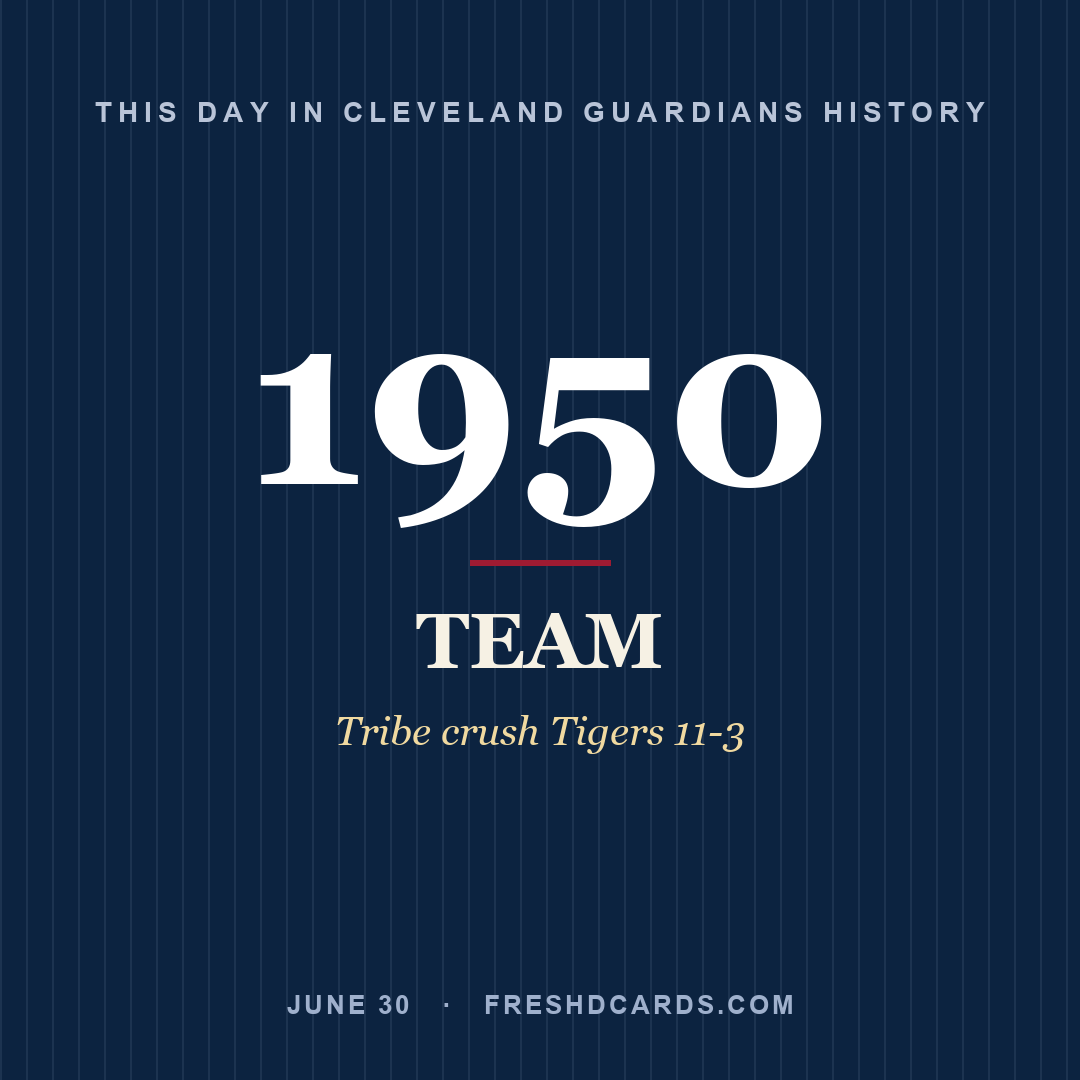 Cleveland Guardians: Cleveland Guardians, 1950, Tribe crush Tigers 11-3