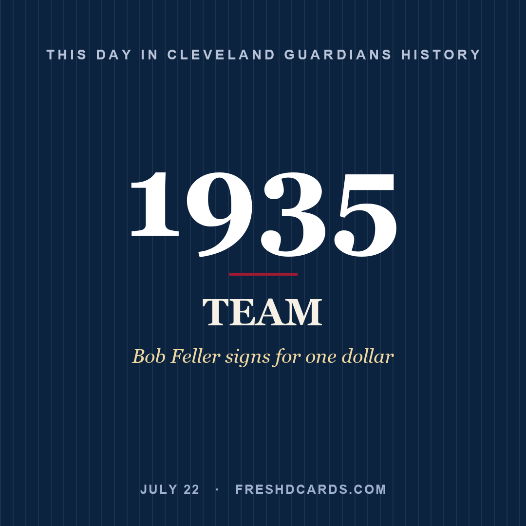 Cleveland Guardians: Cleveland Guardians, 1935, Bob Feller signs for one dollar