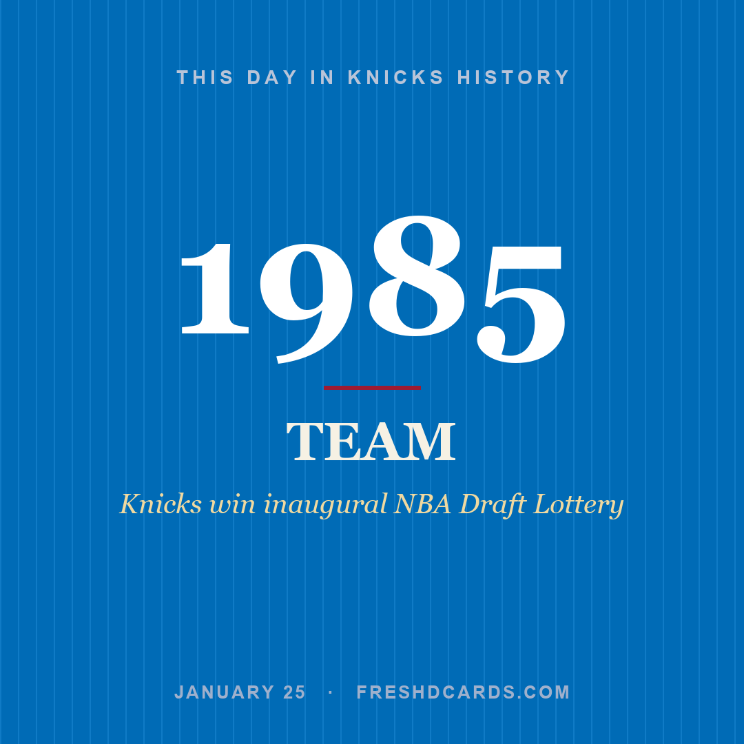 Knicks: Knicks, 1985, Knicks win inaugural NBA Draft Lottery