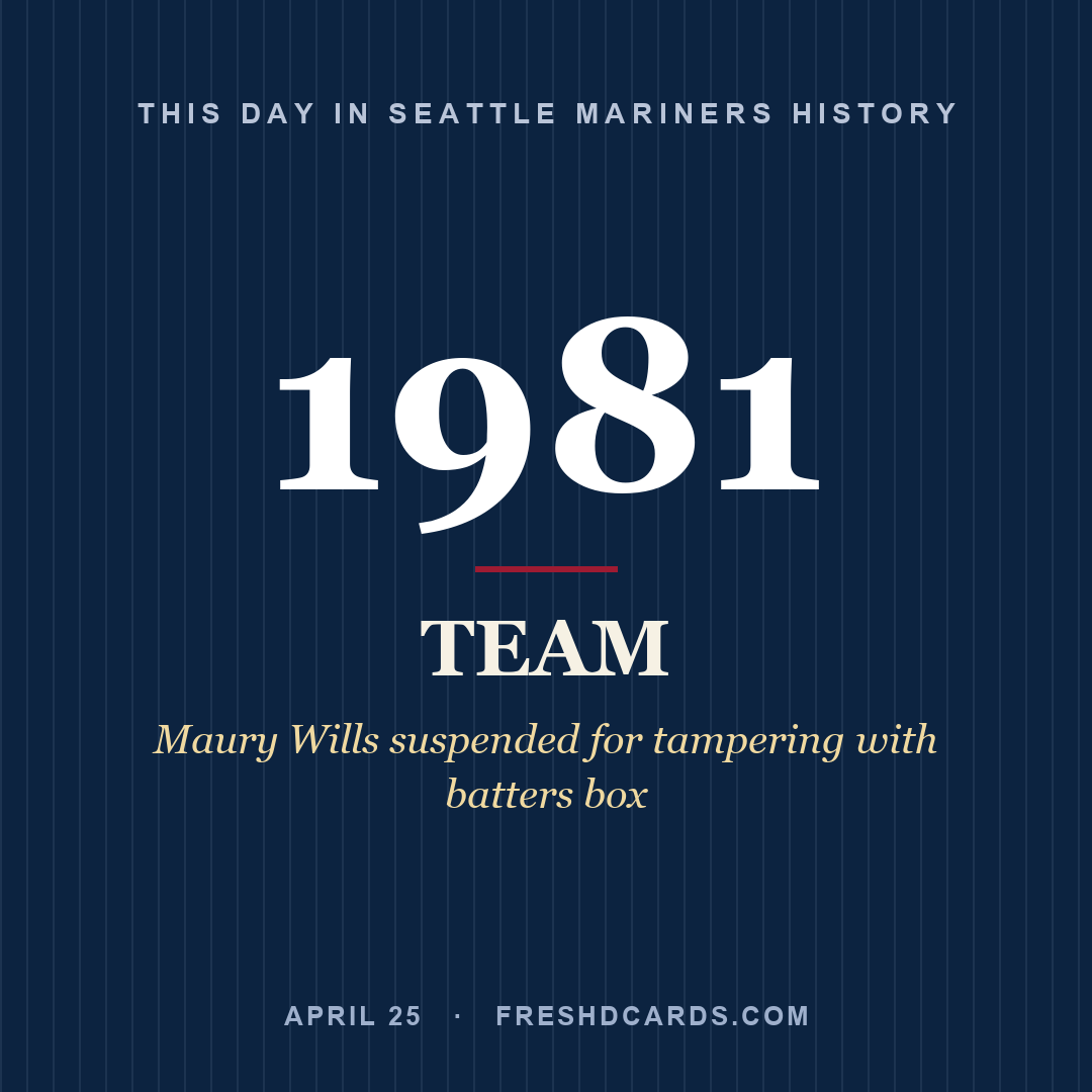 Seattle Mariners: Seattle Mariners, 1981, Maury Wills suspended for tampering with batters box