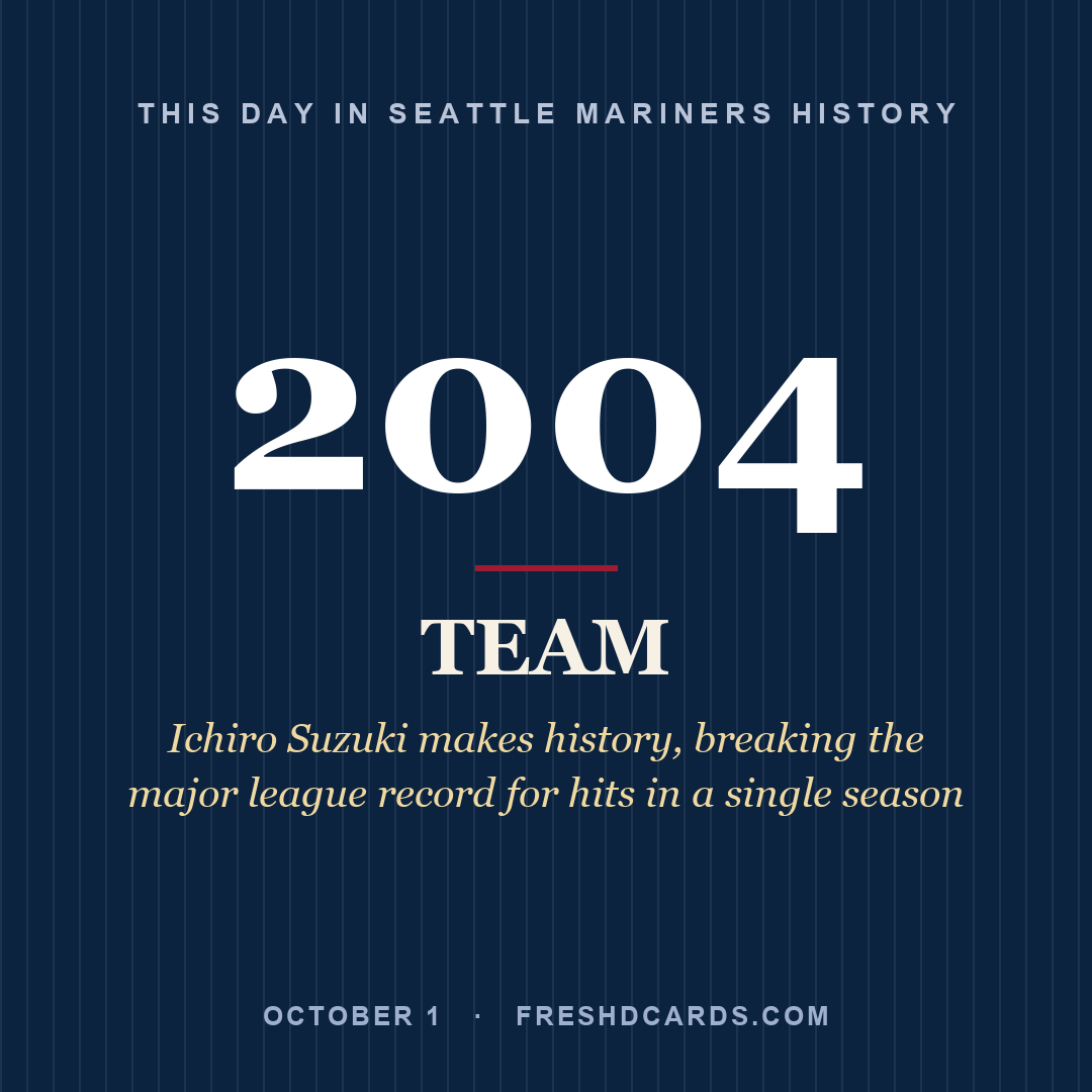 Seattle Mariners: Seattle Mariners, 2004, Ichiro Suzuki makes history, breaking the major league record for hits in a single season