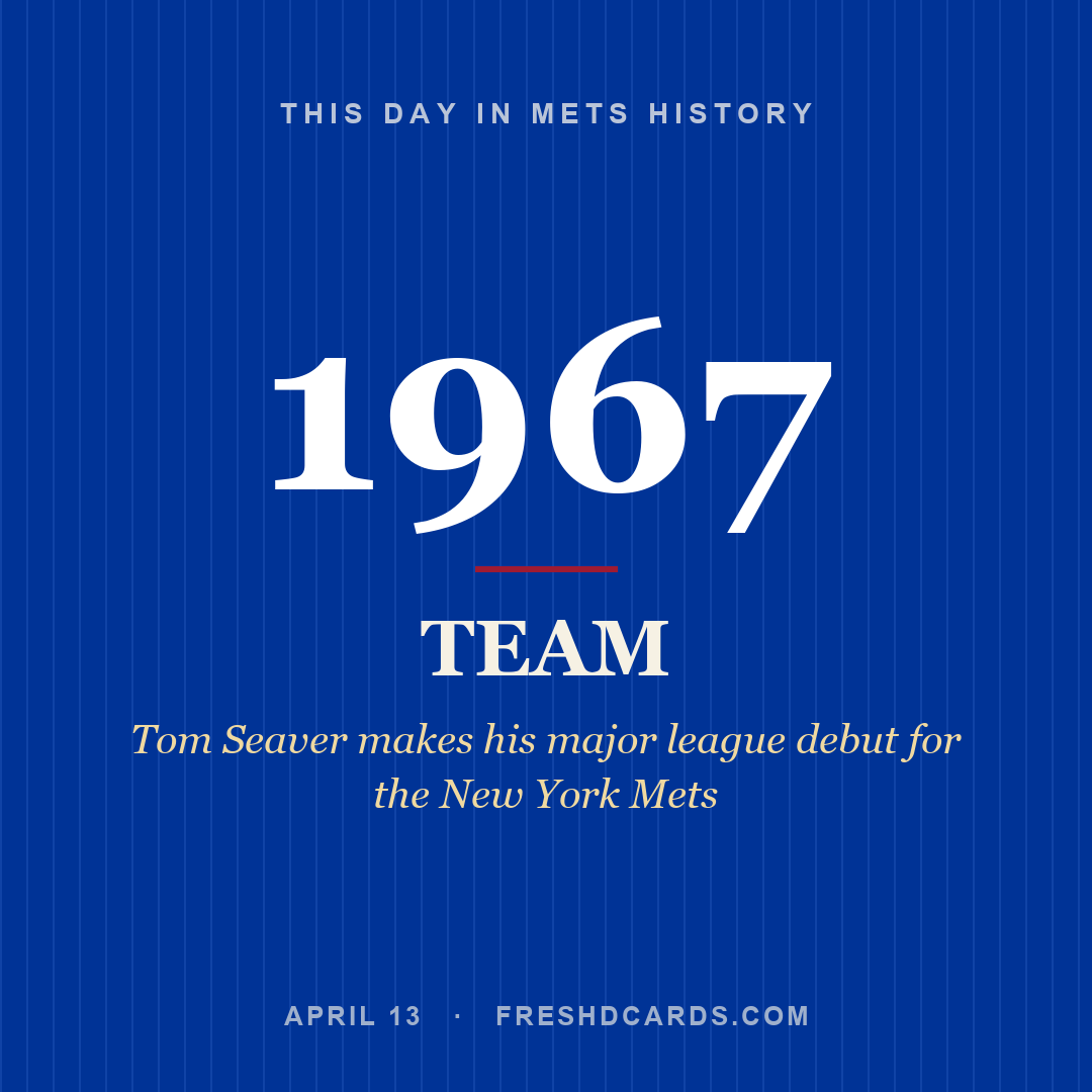 Mets: Mets, 1967, Tom Seaver makes his major league debut for the New York Mets
