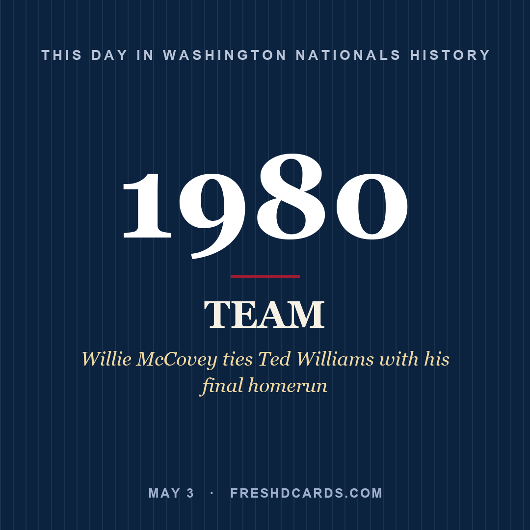 Washington Nationals: Washington Nationals, 1980, Willie McCovey ties Ted Williams with his final homerun