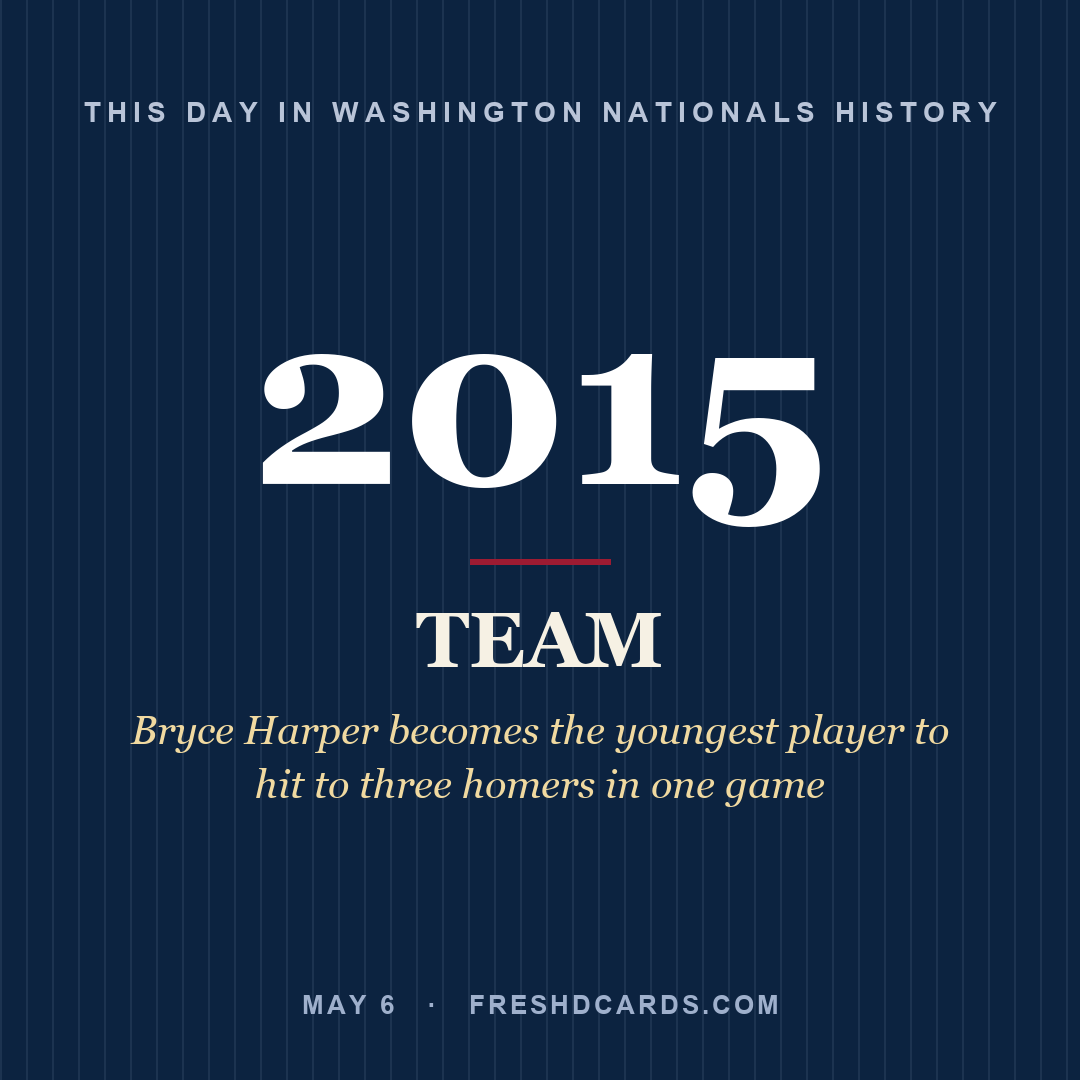 Washington Nationals: Washington Nationals, 2015, Bryce Harper becomes the youngest player to hit to three homers in one game