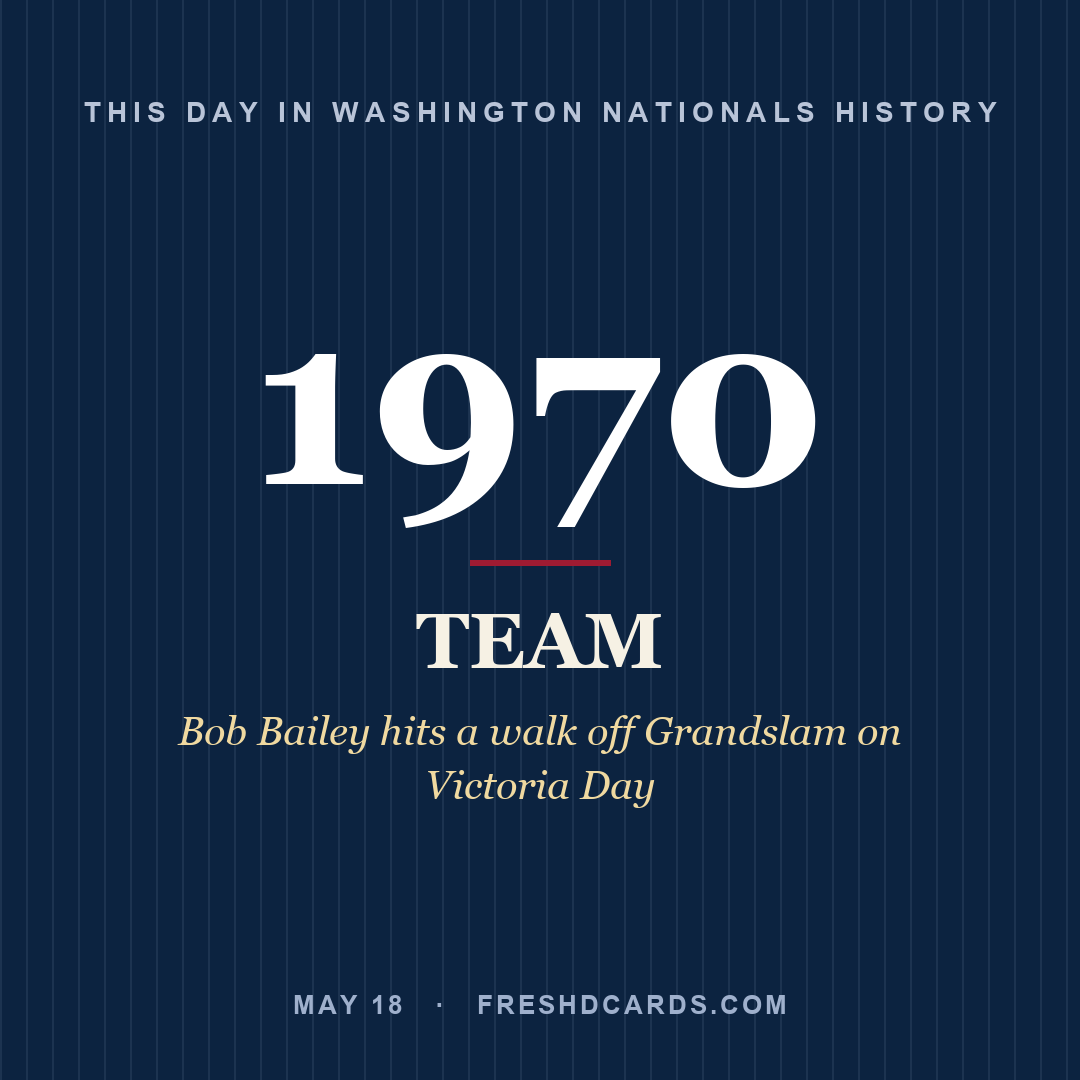 Washington Nationals: Washington Nationals, 1970, Bob Bailey hits a walk off Grandslam on Victoria Day
