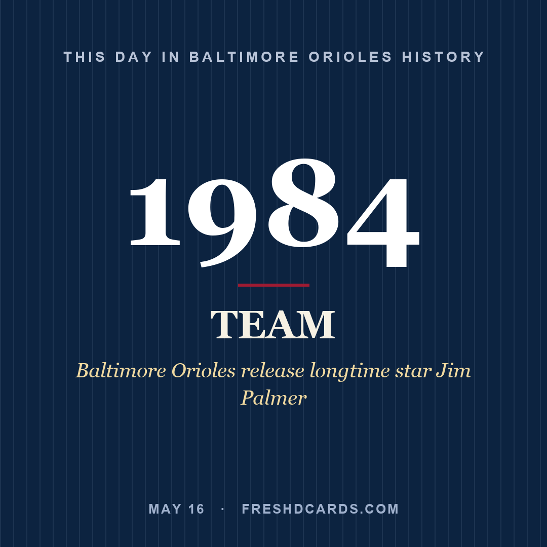 Baltimore Orioles: Baltimore Orioles, 1984, Baltimore Orioles release longtime star Jim Palmer