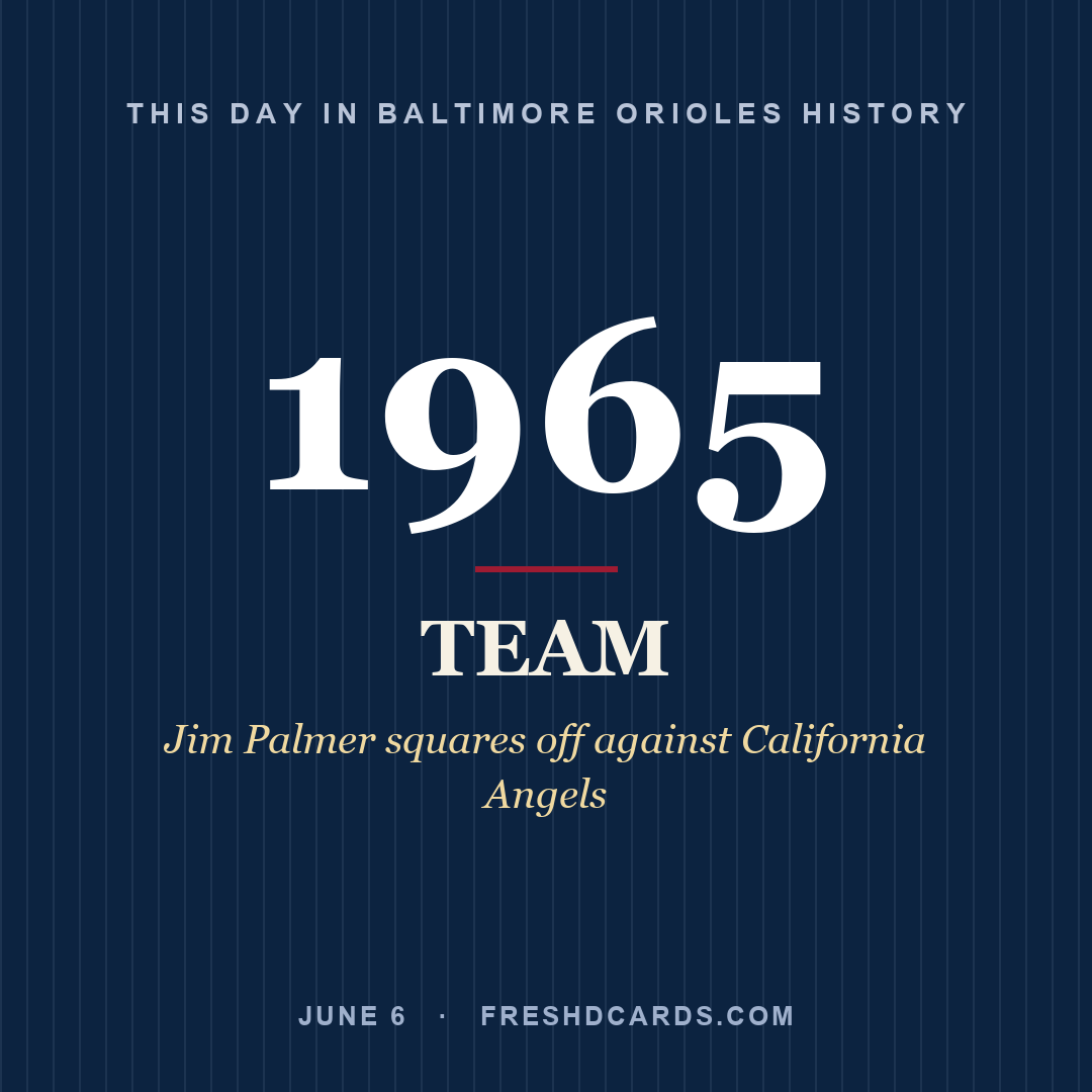 Baltimore Orioles: Baltimore Orioles, 1965, Jim Palmer squares off against California Angels