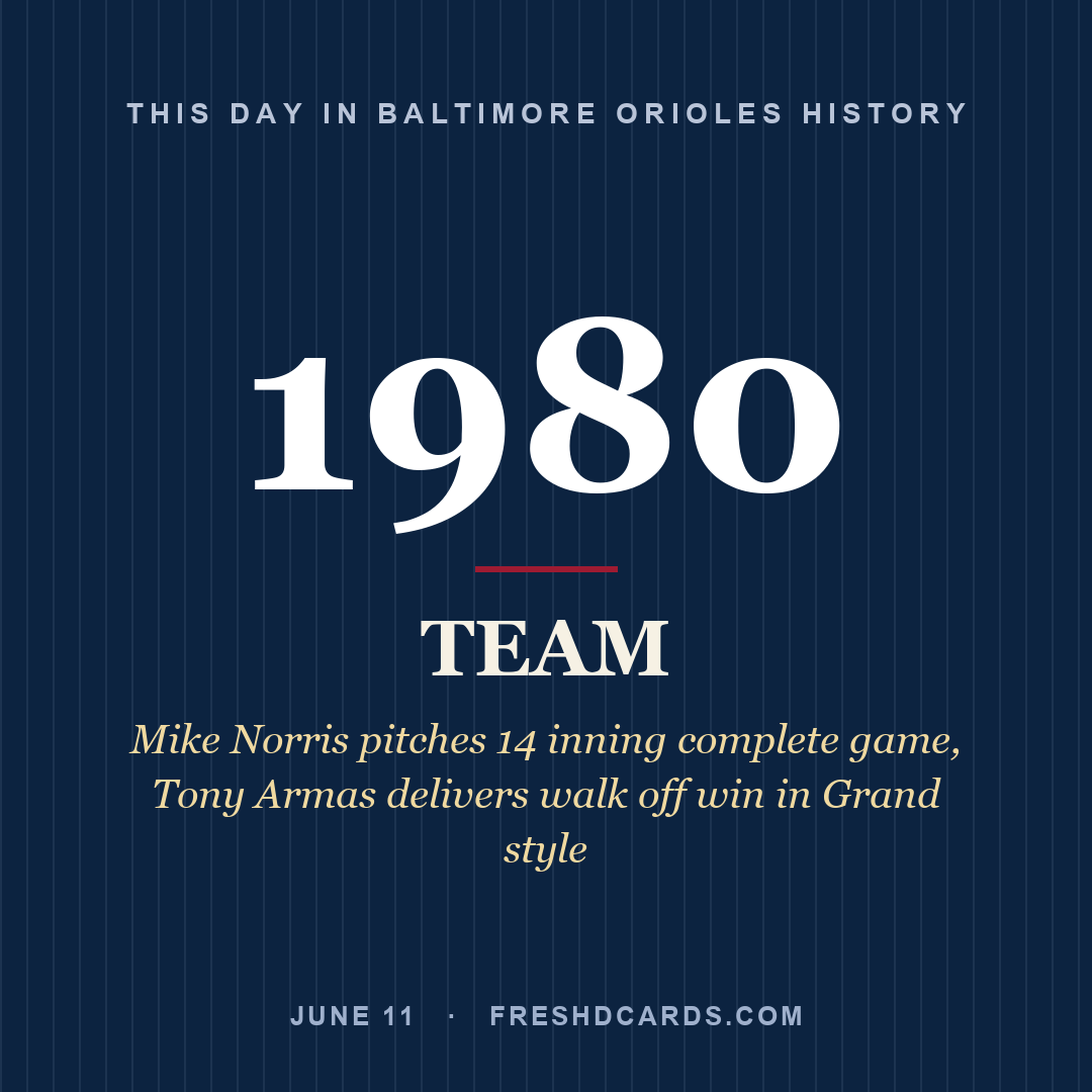 Baltimore Orioles: Baltimore Orioles, 1980, Mike Norris pitches 14 inning complete game, Tony Armas delivers walk off win in Grand style