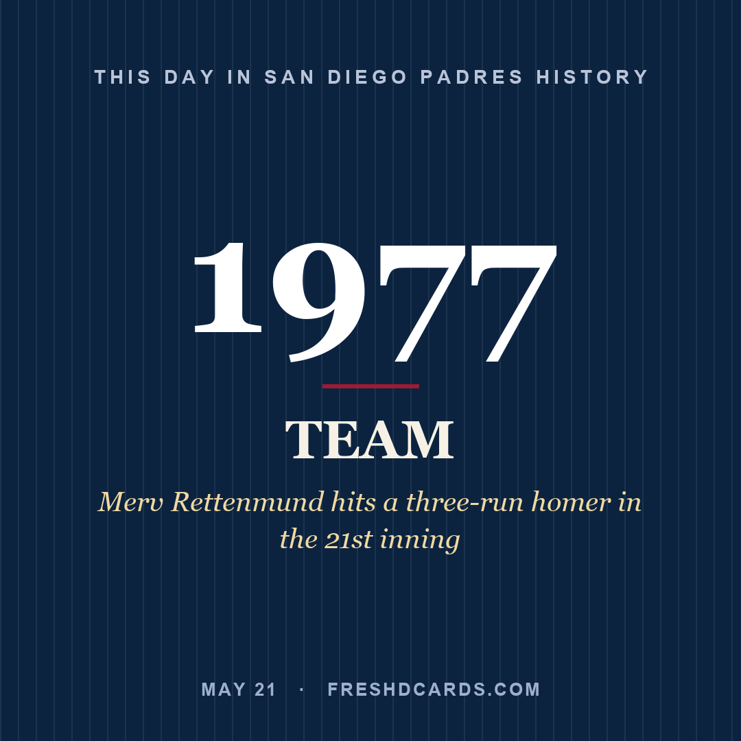 San Diego Padres: San Diego Padres, 1977, Merv Rettenmund hits a three-run homer in the 21st inning