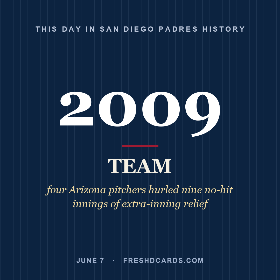 San Diego Padres: San Diego Padres, 2009, four Arizona pitchers hurled nine no-hit innings of extra-inning relief