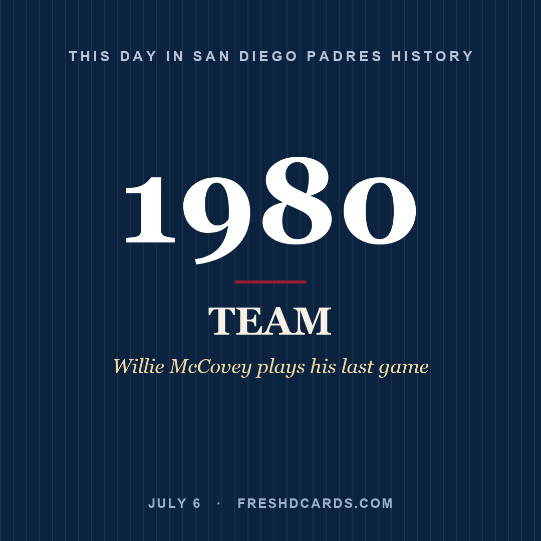 San Diego Padres: San Diego Padres, 1980, Willie McCovey plays his last game
