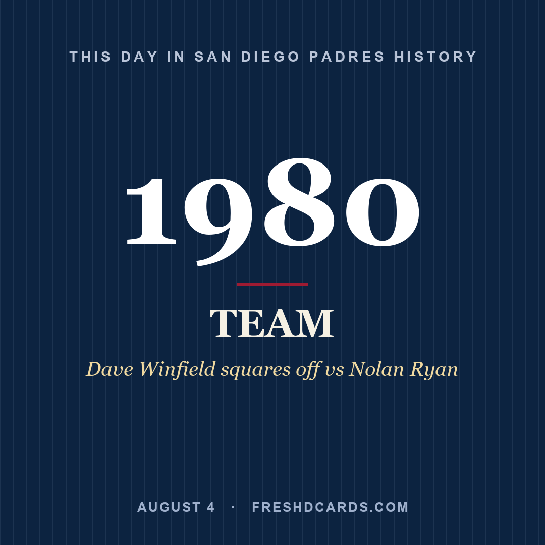San Diego Padres: San Diego Padres, 1980, Dave Winfield squares off vs Nolan Ryan