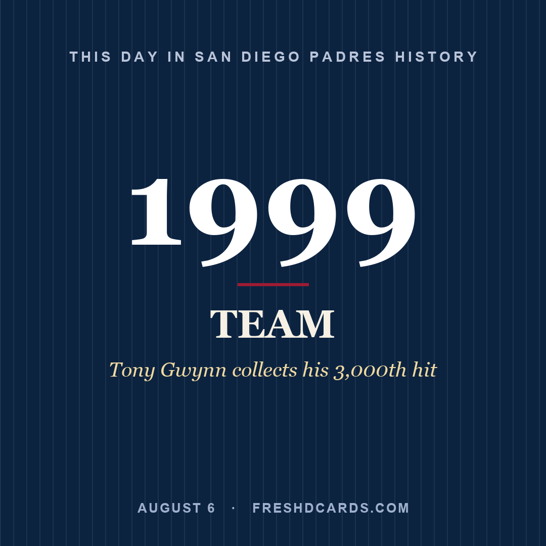 San Diego Padres: San Diego Padres, 1999, Tony Gwynn collects his 3,000th hit
