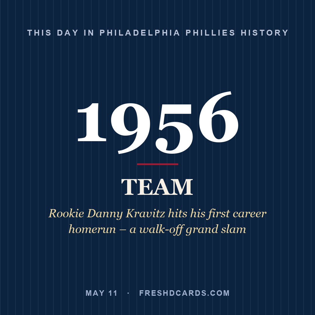 Philadelphia Phillies: Philadelphia Phillies, 1956, Rookie Danny Kravitz hits his first career homerun – a walk-off grand slam