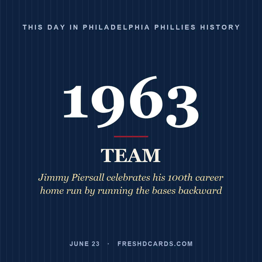 Philadelphia Phillies: Philadelphia Phillies, 1963, Jimmy Piersall celebrates his 100th career home run by running the bases backward