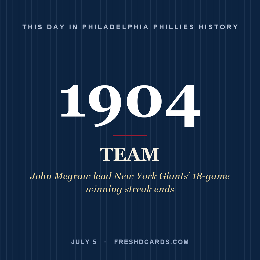 Philadelphia Phillies: Philadelphia Phillies, 1904, John Mcgraw lead New York Giants’ 18-game winning streak ends