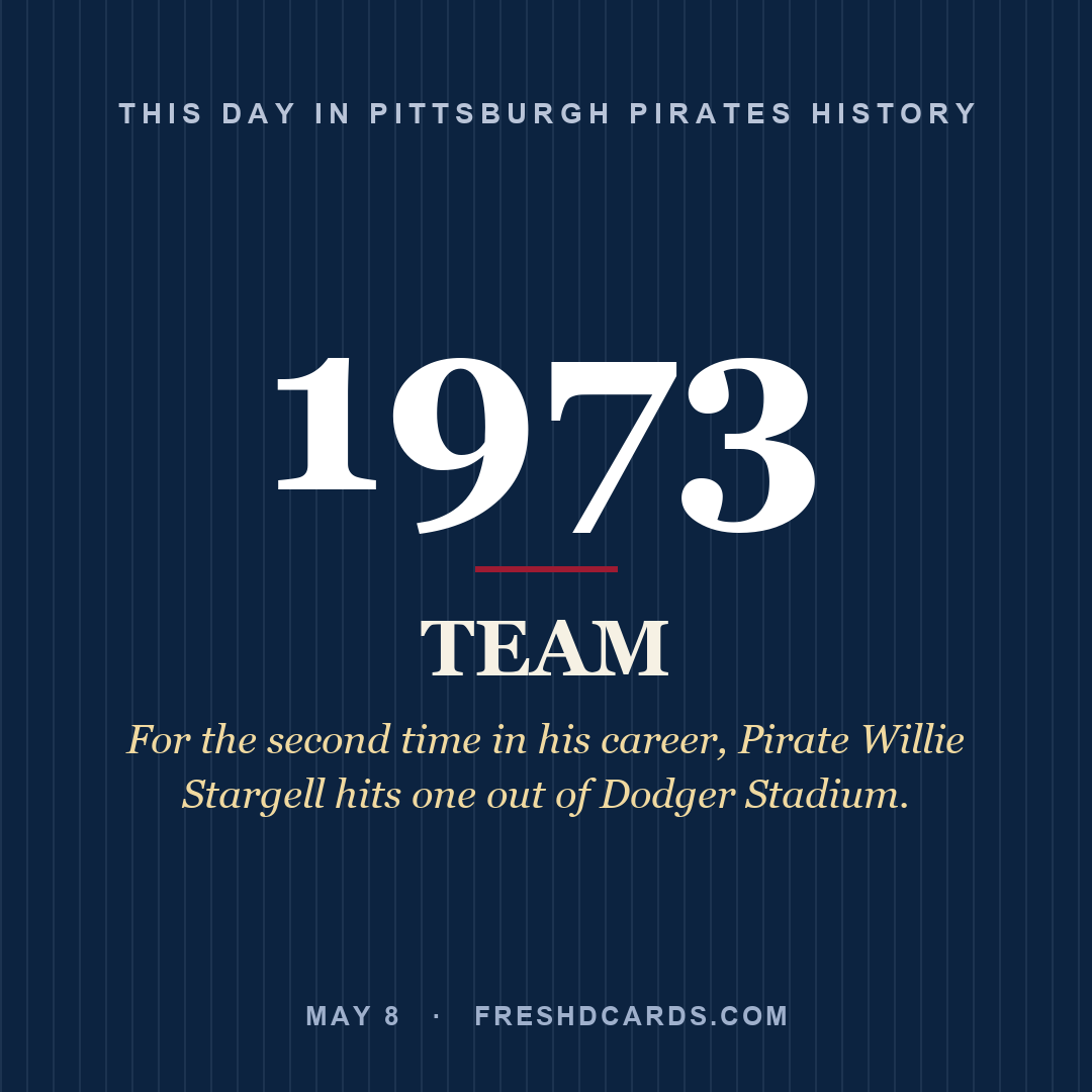 Pittsburgh Pirates: Pittsburgh Pirates, 1973, For the second time in his career, Pirate Willie Stargell hits one out of Dodger Stadium.