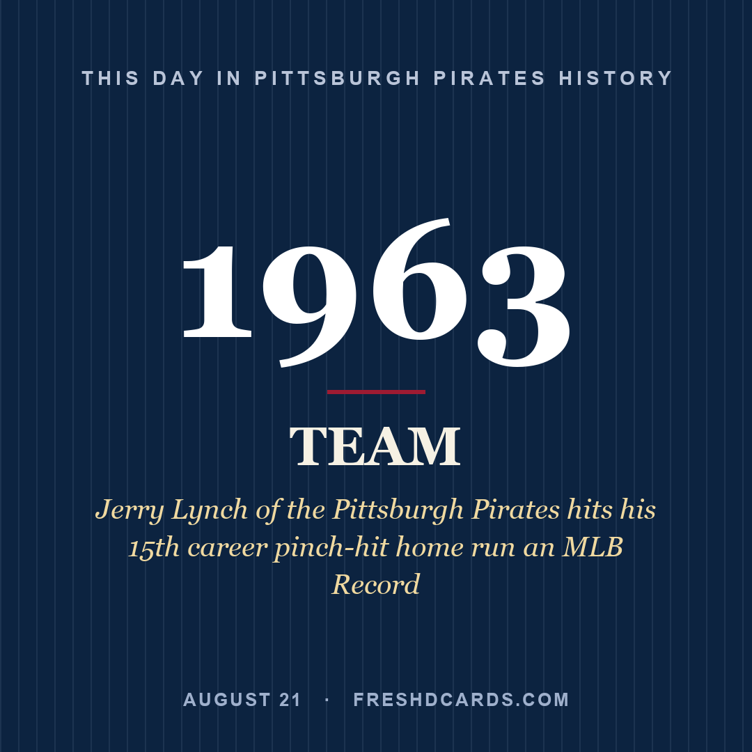 Pittsburgh Pirates: Pittsburgh Pirates, 1963, Jerry Lynch of the Pittsburgh Pirates hits his 15th career pinch-hit home run an MLB Record
