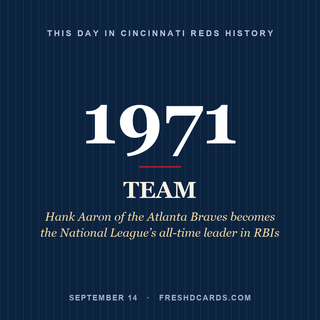 Cincinnati Reds: Cincinnati Reds, 1971, Hank Aaron of the Atlanta Braves becomes the National League’s all-time leader in RBIs