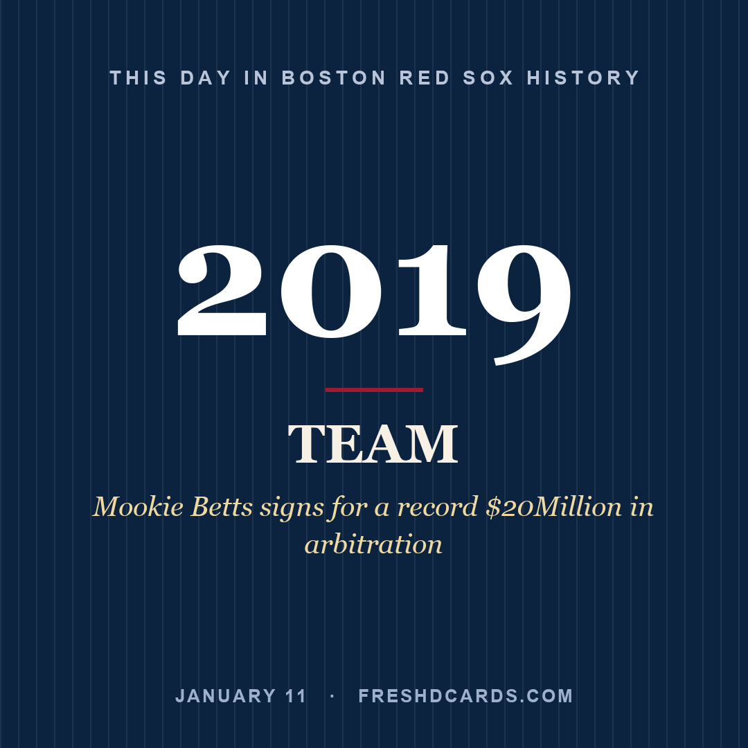 Boston Red Sox: Boston Red Sox, 2019, Mookie Betts signs for a record $20Million in arbitration