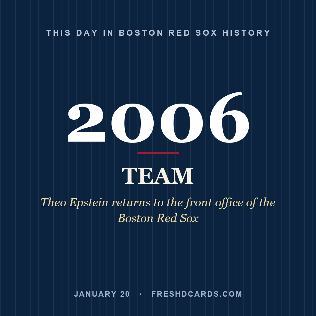 Boston Red Sox: Boston Red Sox, 2006, Theo Epstein returns to the front office of the Boston Red Sox