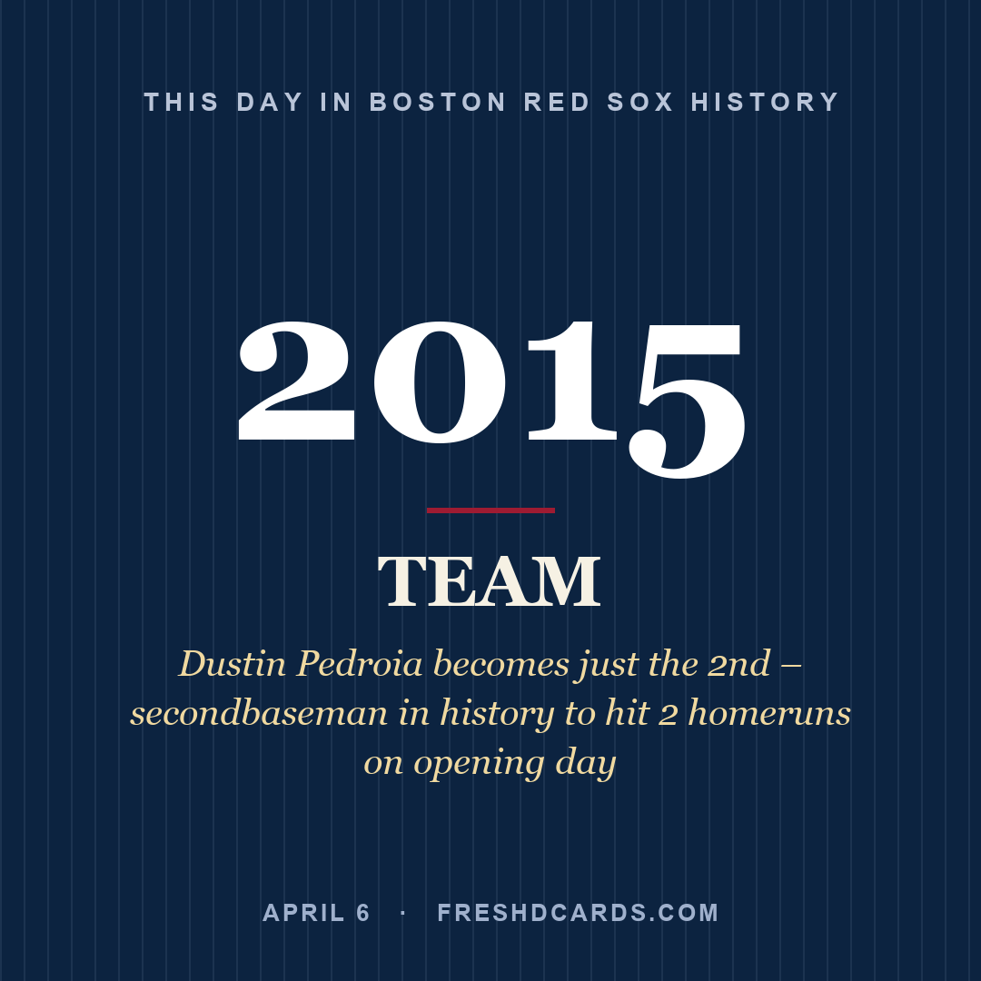 Boston Red Sox: Boston Red Sox, 2015, Dustin Pedroia becomes just the 2nd – secondbaseman in history to hit 2 homeruns on opening day