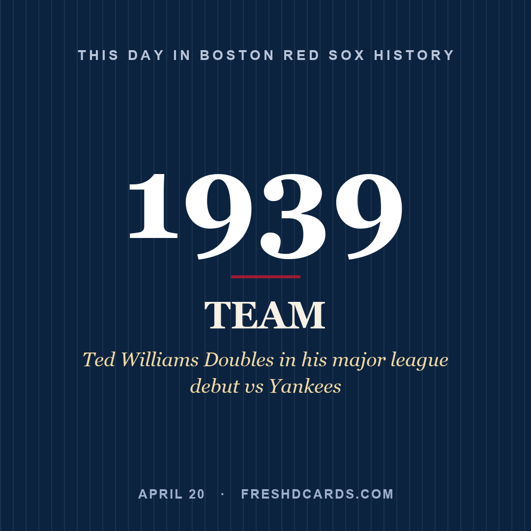 Boston Red Sox: Boston Red Sox, 1939, Ted Williams Doubles in his major league debut vs Yankees