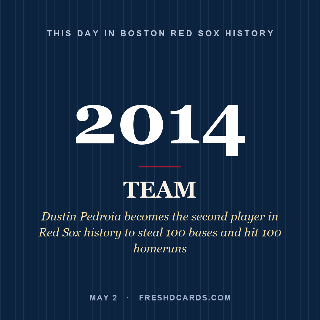 Boston Red Sox: Boston Red Sox, 2014, Dustin Pedroia becomes the second player in Red Sox history to steal 100 bases and hit 100 homeruns