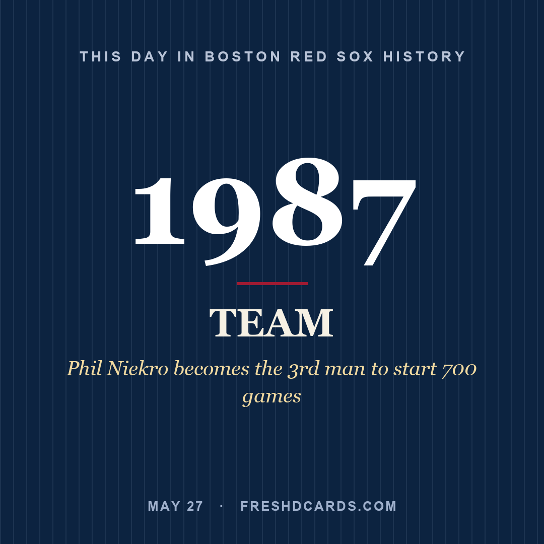 Boston Red Sox: Boston Red Sox, 1987, Phil Niekro becomes the 3rd man to start 700 games