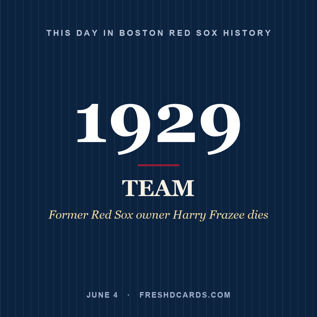 Boston Red Sox: Boston Red Sox, 1929, Former Red Sox owner Harry Frazee dies