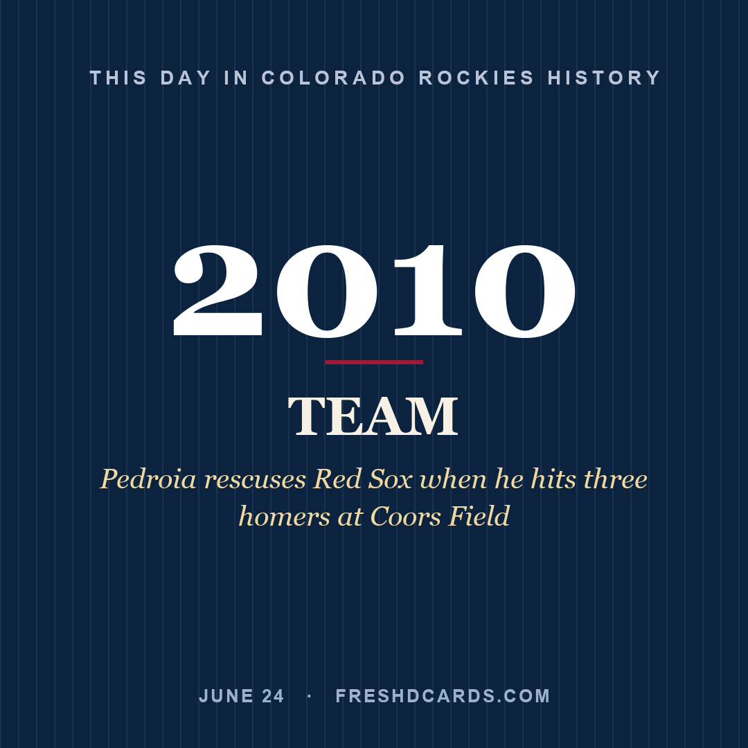 Colorado Rockies: Colorado Rockies, 2010, Pedroia rescuses Red Sox when he hits three homers at Coors Field