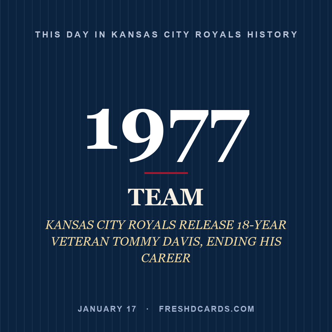 Kansas City Royals: Kansas City Royals, 1977, KANSAS CITY ROYALS RELEASE 18-YEAR VETERAN TOMMY DAVIS, ENDING HIS CAREER