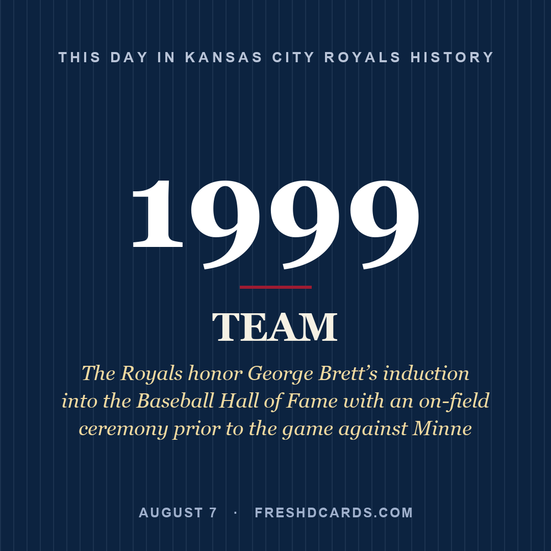 Kansas City Royals: Kansas City Royals, 1999, The Royals honor George Brett’s induction into the Baseball Hall of Fame with an on-field ceremony prior to the game against Minne