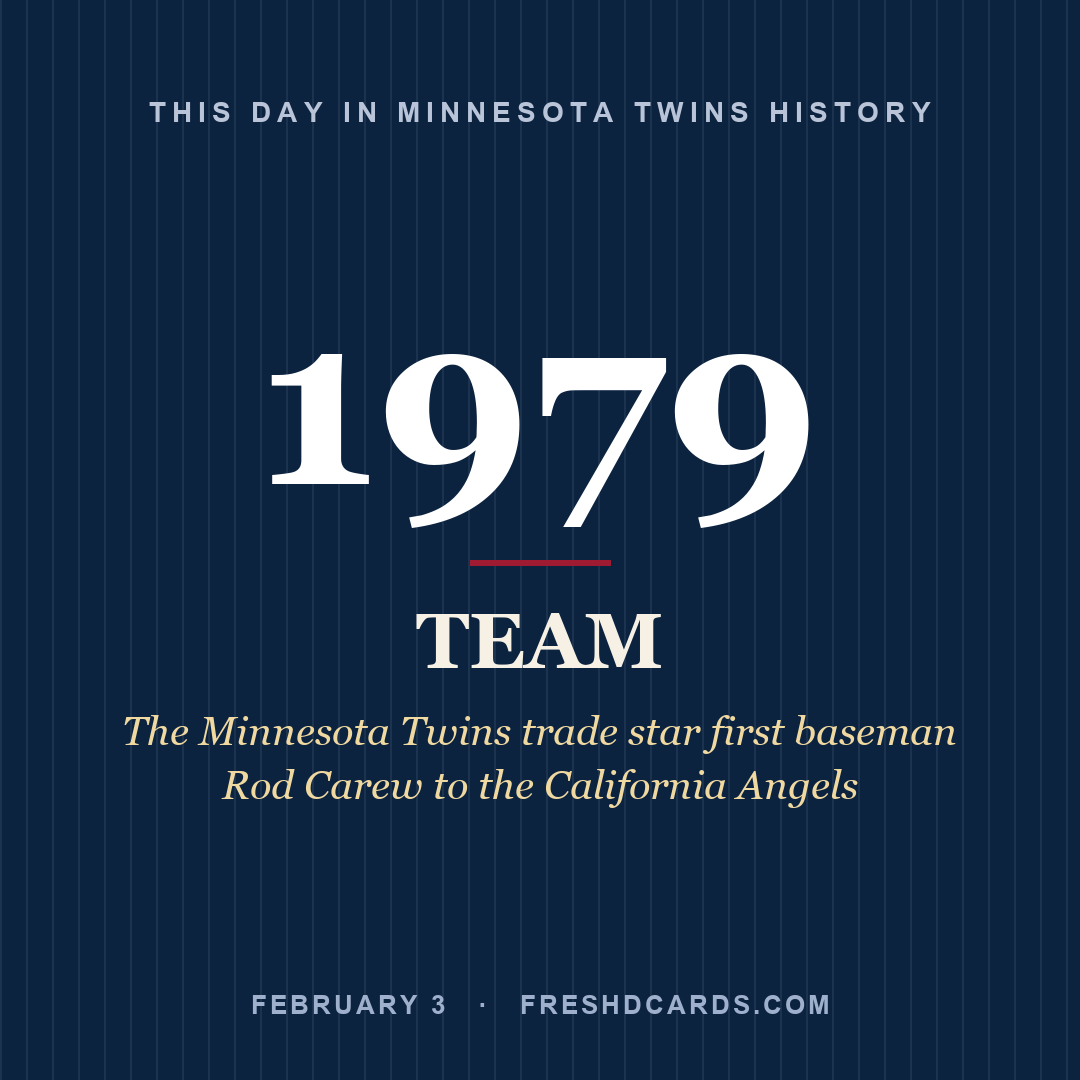 Minnesota Twins: Minnesota Twins, 1979, The Minnesota Twins trade star first baseman Rod Carew to the California Angels