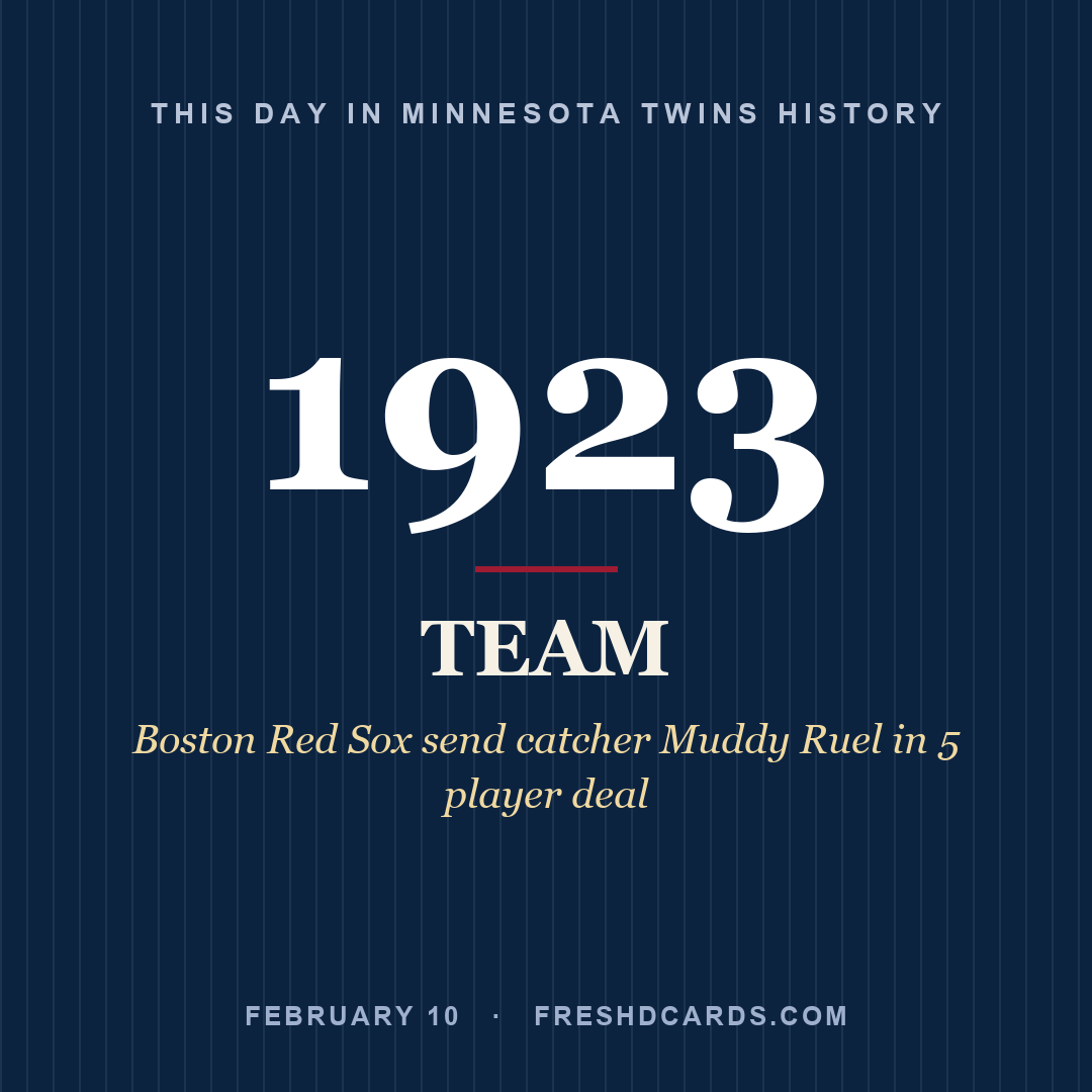 Minnesota Twins: Minnesota Twins, 1923, Boston Red Sox send catcher Muddy Ruel in 5 player deal