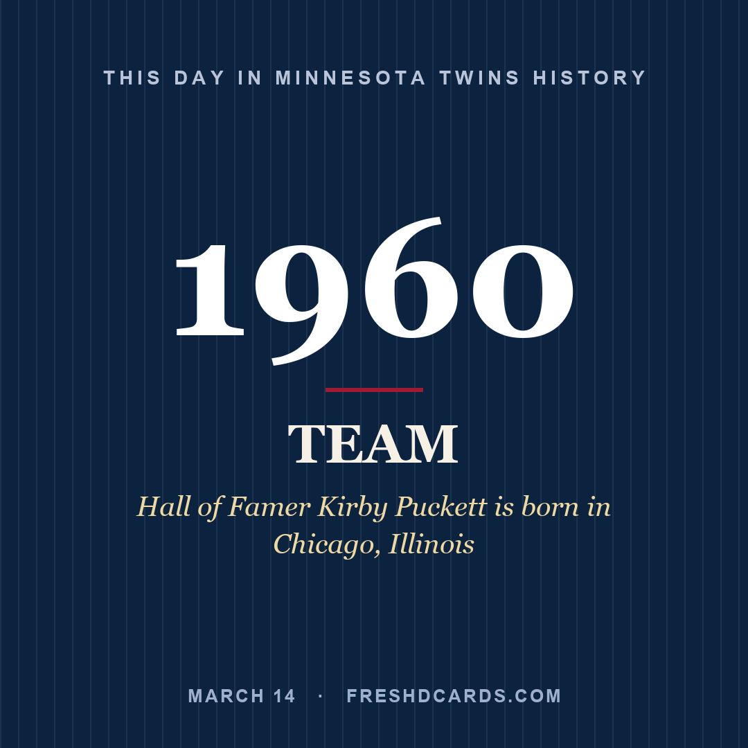 Minnesota Twins: Minnesota Twins, 1960, Hall of Famer Kirby Puckett is born in Chicago, Illinois