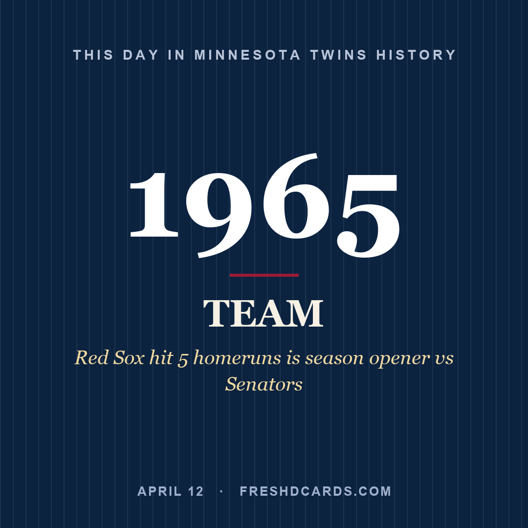 Minnesota Twins: Minnesota Twins, 1965, Red Sox hit 5 homeruns is season opener vs Senators
