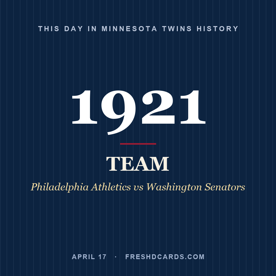 Minnesota Twins: Minnesota Twins, 1921, Philadelphia Athletics vs Washington Senators