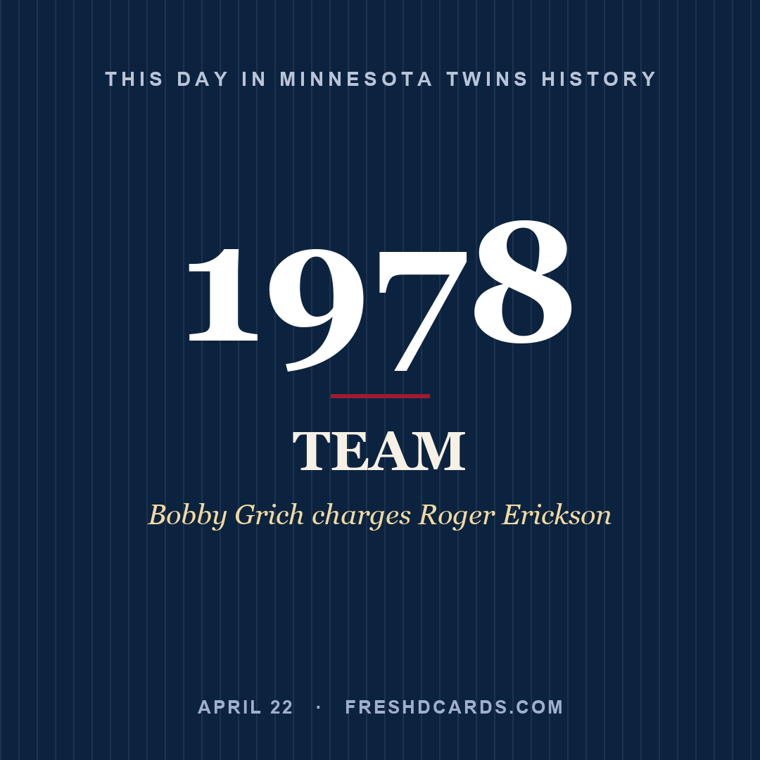 Minnesota Twins: Minnesota Twins, 1978, Bobby Grich charges Roger Erickson
