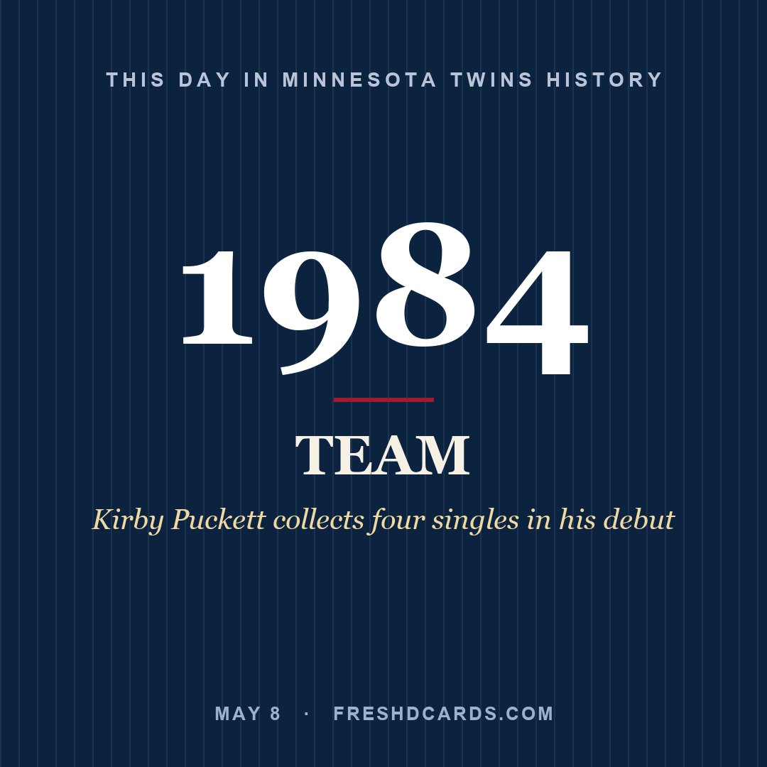 Minnesota Twins: Minnesota Twins, 1984, Kirby Puckett collects four singles in his debut