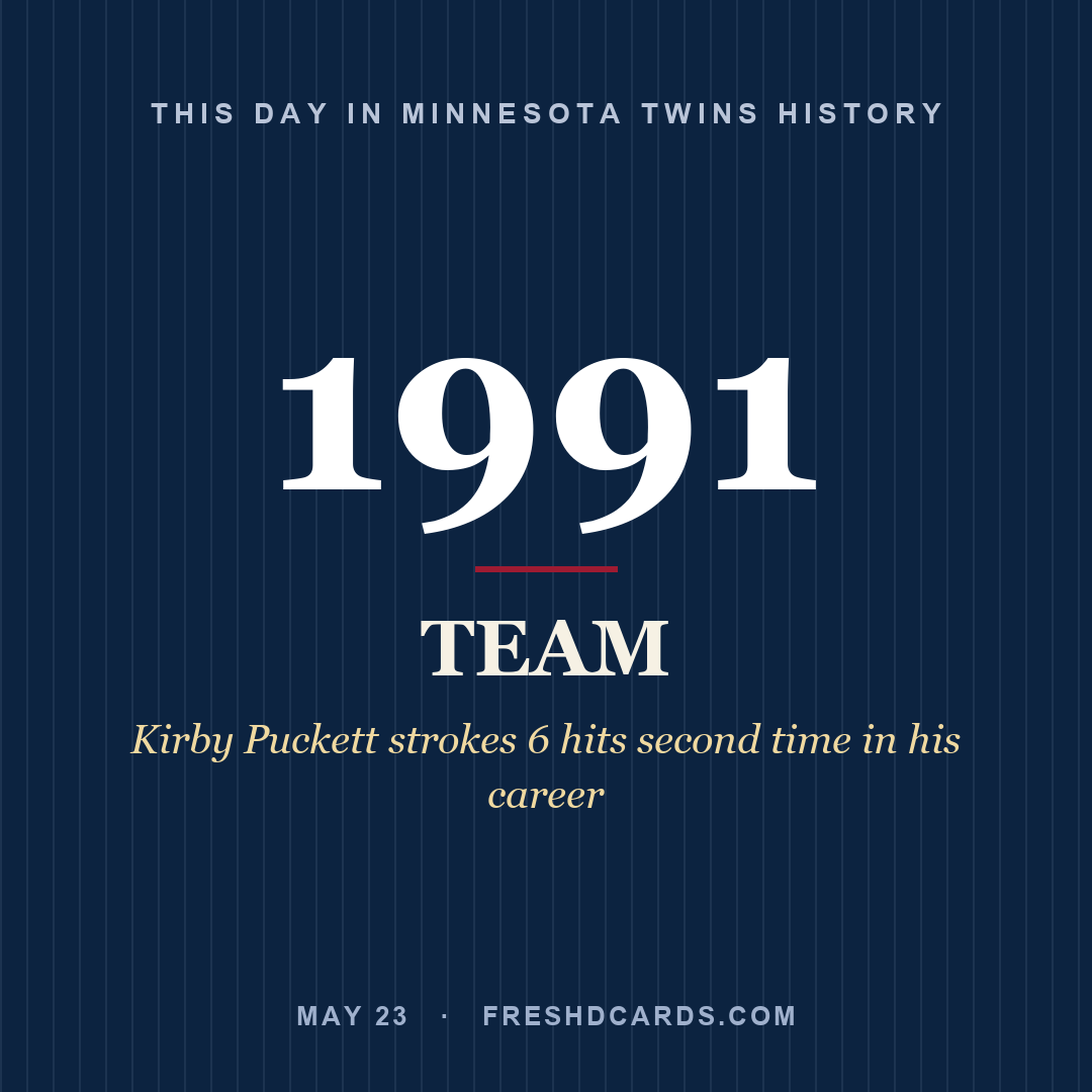 Minnesota Twins: Minnesota Twins, 1991, Kirby Puckett strokes 6 hits second time in his career