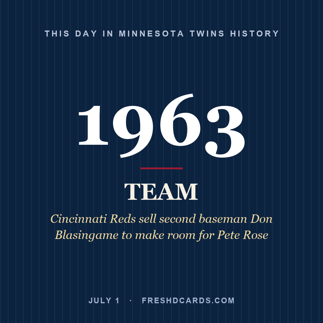 Minnesota Twins: Minnesota Twins, 1963, Cincinnati Reds sell second baseman Don Blasingame to make room for Pete Rose