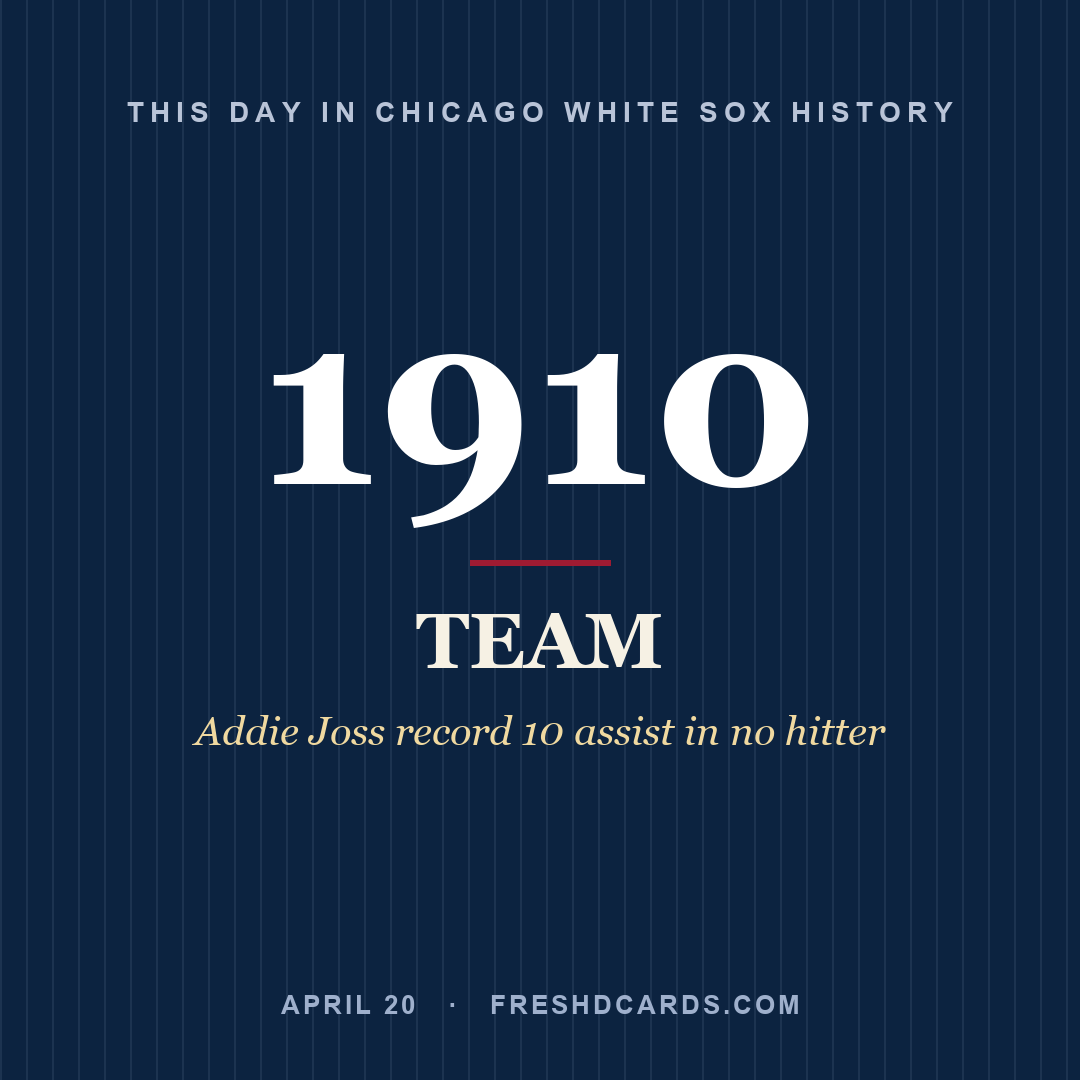 Chicago White Sox: Chicago White Sox, 1910, Addie Joss record 10 assist in no hitter