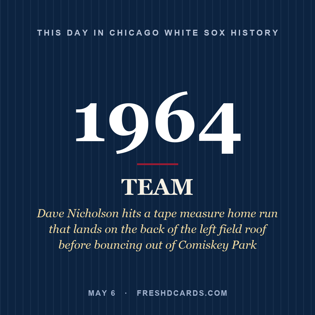 Chicago White Sox: Chicago White Sox, 1964, Dave Nicholson hits a tape measure home run that lands on the back of the left field roof before bouncing out of Comiskey Park